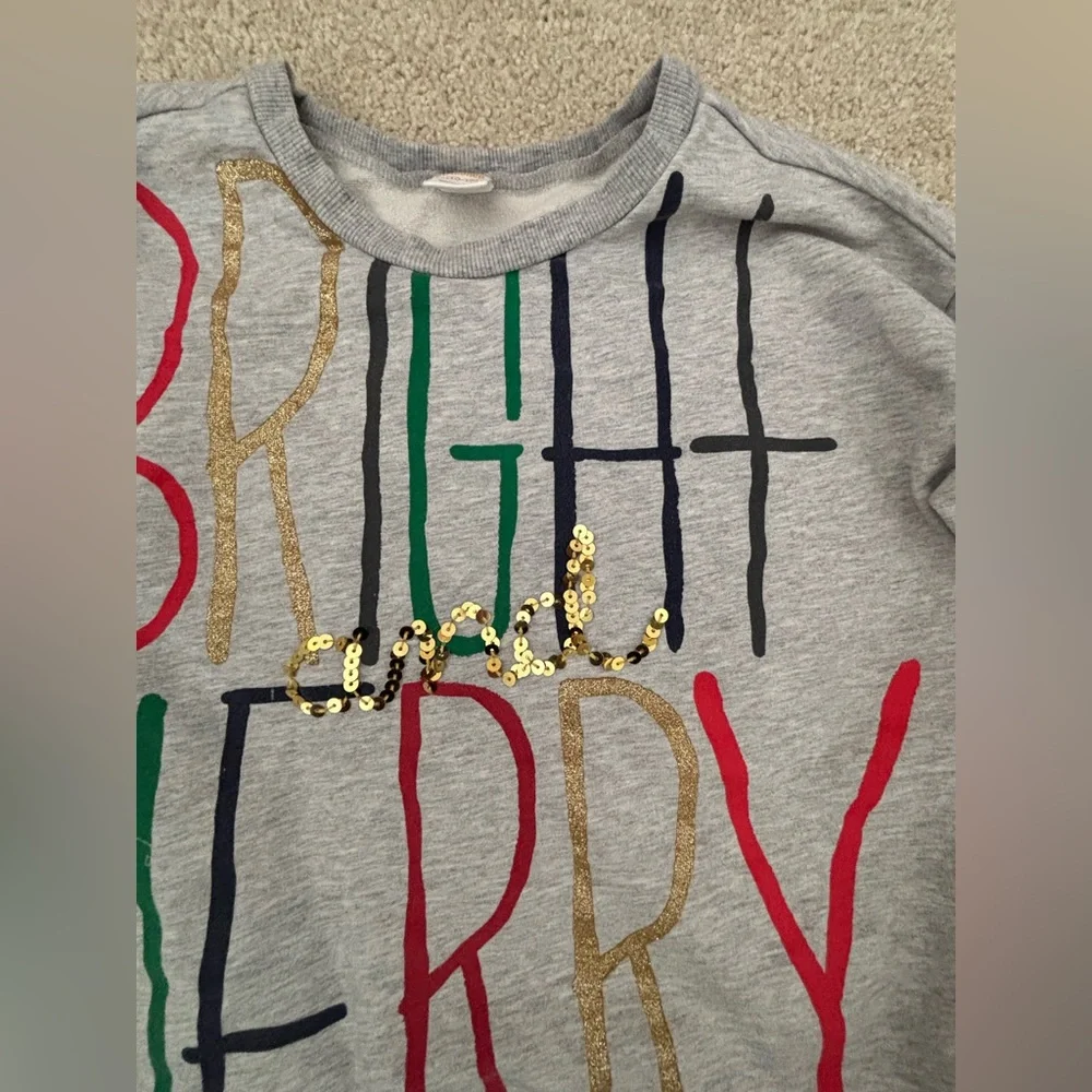 Girls Gymboree bright & merry gray sequence Christmas crewneck sweatshirt 10/12
